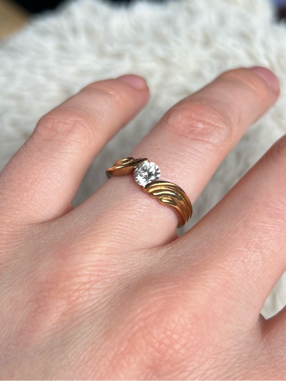 14K Gold Plated Solitaire Ring